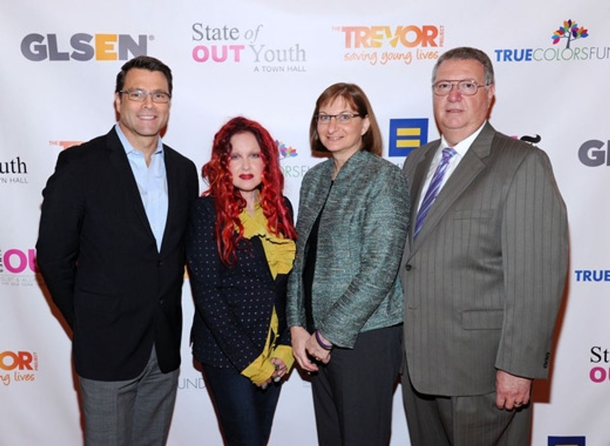 Steven Guy, Cyndi Lauper, Jane Clementi and Joseph Clementi at 