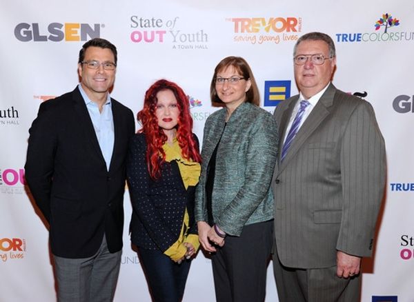 Steven Guy, Cyndi Lauper, Jane Clementi and Joseph Clementi Photo