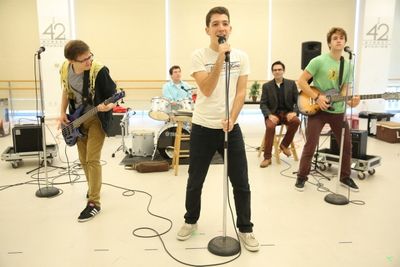 Will Roland, Harrison Chad, Coby Getzug, writer Joe Iconis and Jimmy Brewer Photo