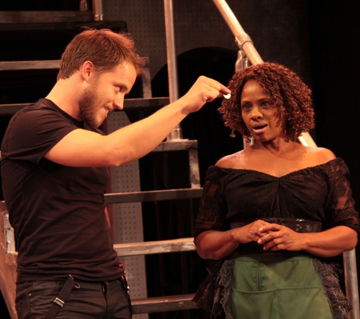 Graham Hamilton as Dorante. Karen Malina White as Isabelle at 