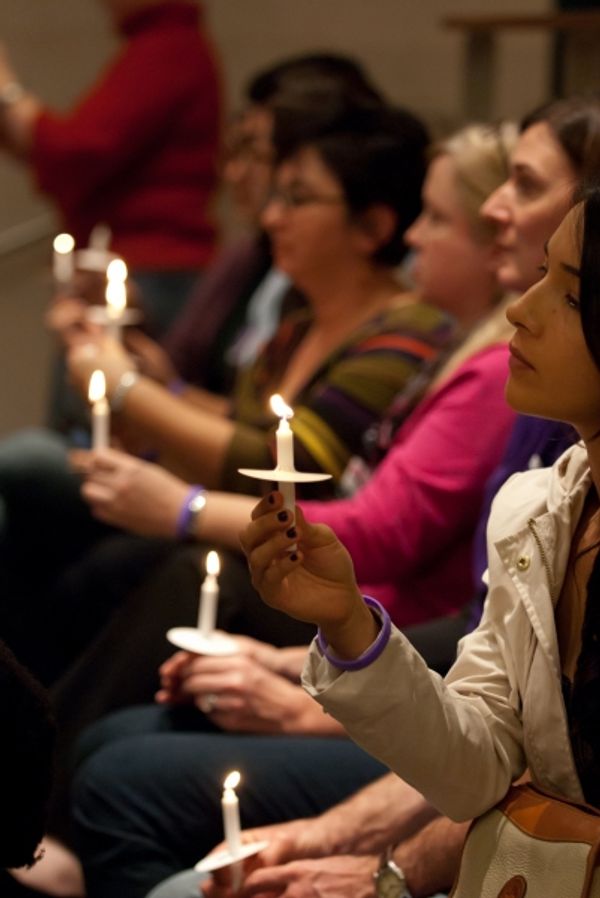 Attendees of the candlelight vigil hosted by FordÃ¢â‚¬â„¢s Theatre Society  Photo