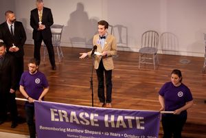 Twenty-year-old student Garrison Gibbons from Ole Miss speaks Photo