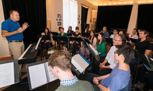 Shawn Stengel, music director and conductor for Paramount Theatre’s Miss Saigon, talks the cast through the demanding music score for the production. @ BroadwayWorld Shawn Stengel, music director and conductor for Paramount Theatre’s Photo