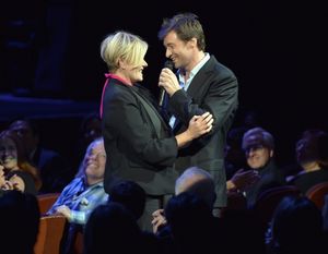 HOLLYWOOD, CA - OCTOBER 12:  Hugh Jackman (R) and Deborra-Lee Furness in the audience Photo