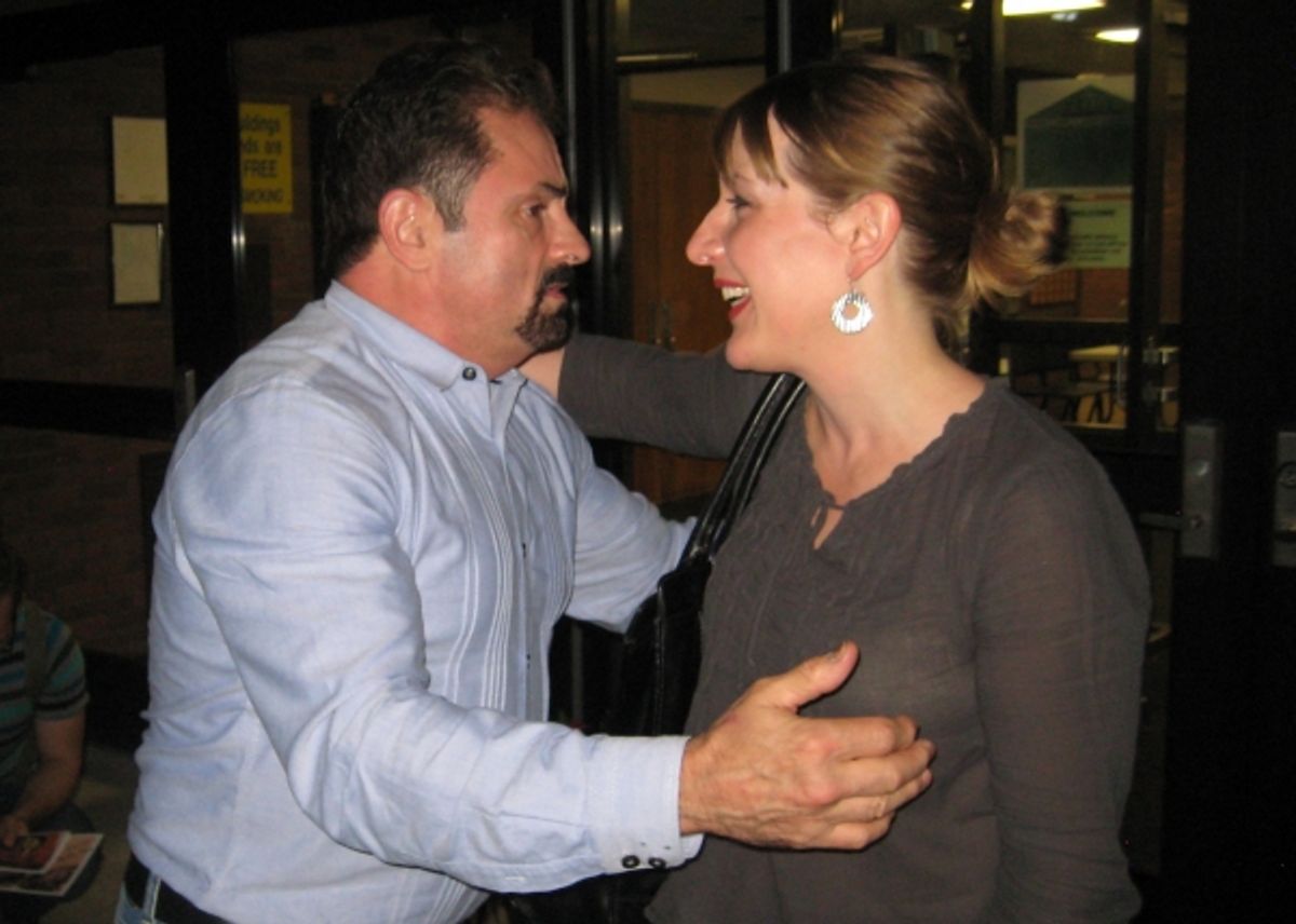 Jerry Torre greets Kelly Boucher (Edith/Little Edie) at 