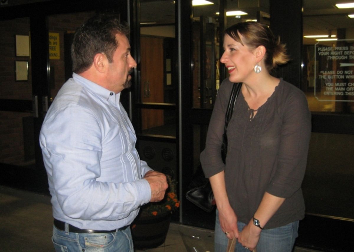 Jerry Torre greets Kelly Boucher (Edith/Little Edie) at 
