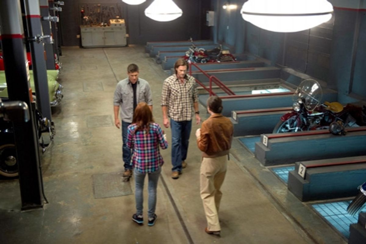 Supernatural -- ''Slumber Party'' -- Image SN904b_0037 -- Pictured (L-R): Jensen Ackles as Dean, Felicia Day as Charlie, Jared Padalecki as Sam, and Tiio Horn as Dorothy -- Credit: Diyah Pera/The CW --  Ã'â€šÃ‚Â© 2013 The CW Network, LLC. All Rights Reser at 