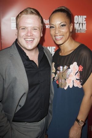 Owain Arthur (Francis Henshall) and Angela Griffin (Dolly) @ BroadwayWorld Owain Arthur (Francis Henshall) and Angela Griffin (Dolly) Photo