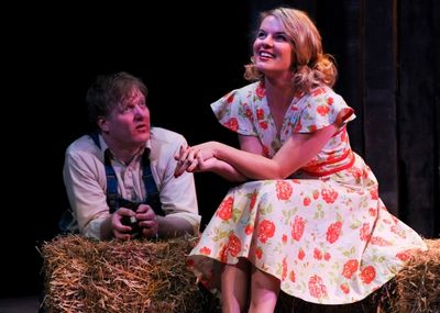 )  Jim Hopkins as Lennie and Maggie Lou Rader as CurlyÃ¢â‚¬â„¢s Wife  Photo