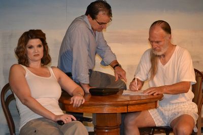 Gerardo (Kevin Daugherty) attempts to broker a compromise between Paulina (Malinda L. Photo