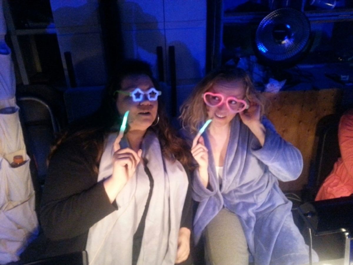 Special lenses to help see their scores at night (Heidi Anderson and Jennifer Evans) at 