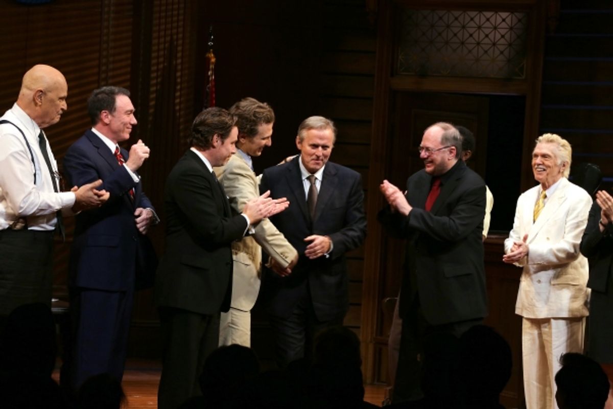 Fred Dalton Thompson, Patrick Page, Director Ethan McSweeny, Sebastian Arcelus, John Grisham, John Douglas Thompson, Playwright Rupery Holmes and Tom Skerritt  at 