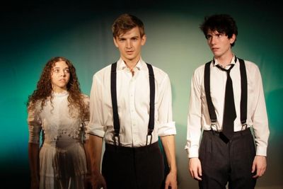 Andee Schray as Wendla and Stafford Douglas as Melchior, Cory Meehan as Moritz Photo