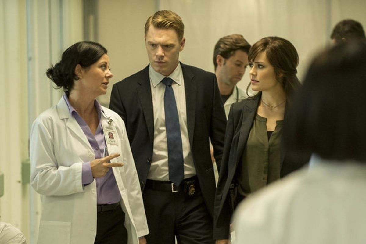 THE BLACKLIST -- ''Frederick Barnes'' Episode 106 -- Pictured: (l-r) Geraldine Hughes as Nina Buckner, Diego Klattenhoff as Donald Ressler, Megan Boone as Elizabeth Keen -- (Photo by: David Giesbrecht/NBC) at 