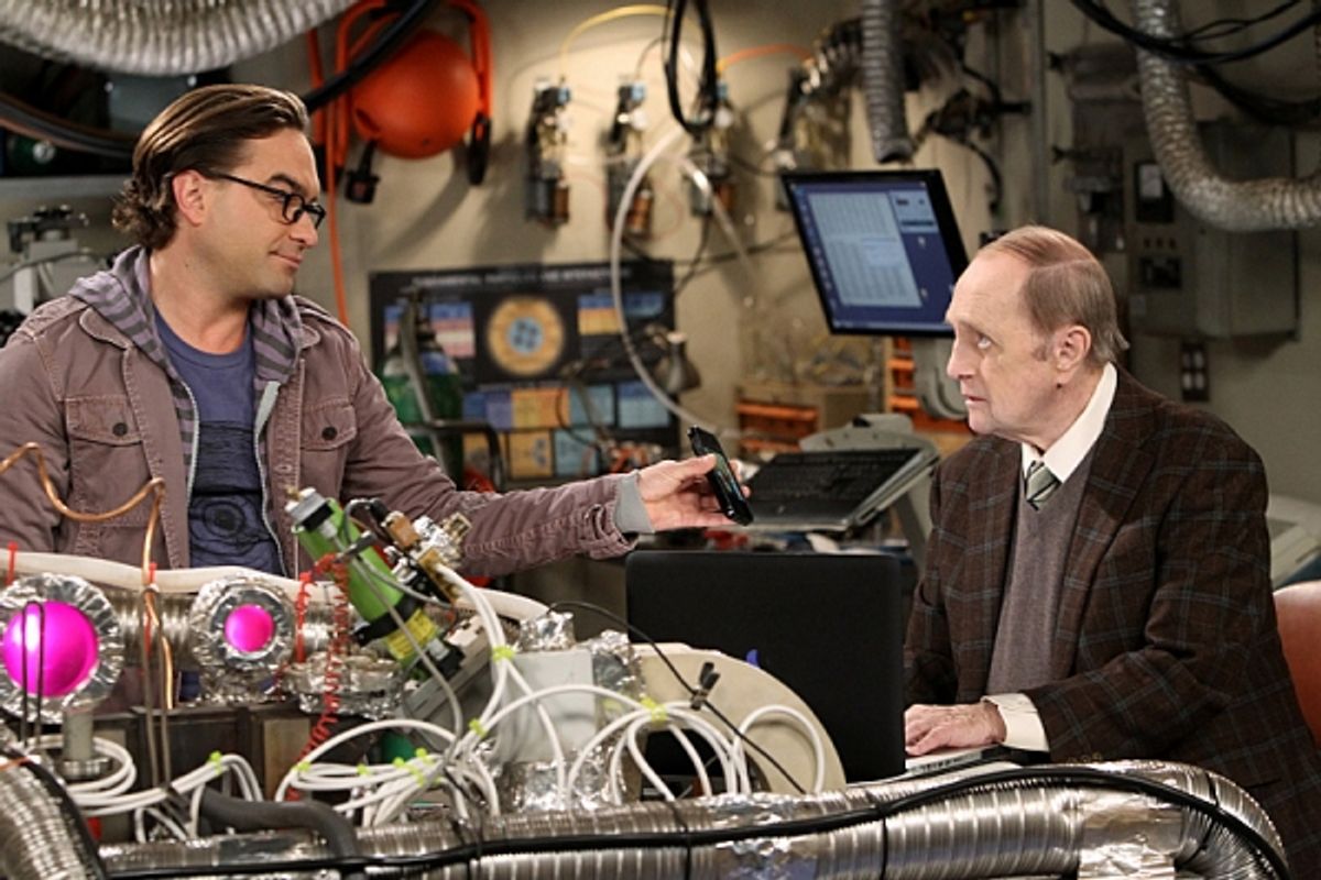 ''The Proton Displacement'' -- Sheldon feels slighted when Professor Proton (Bob Newhart, right) seeks advice from Leonard (Johnny Galecki, left) instead of him, and he seeks revenge by befriending a rival science TV host, Bill Nye, on THE BIG BANG THEORY at 