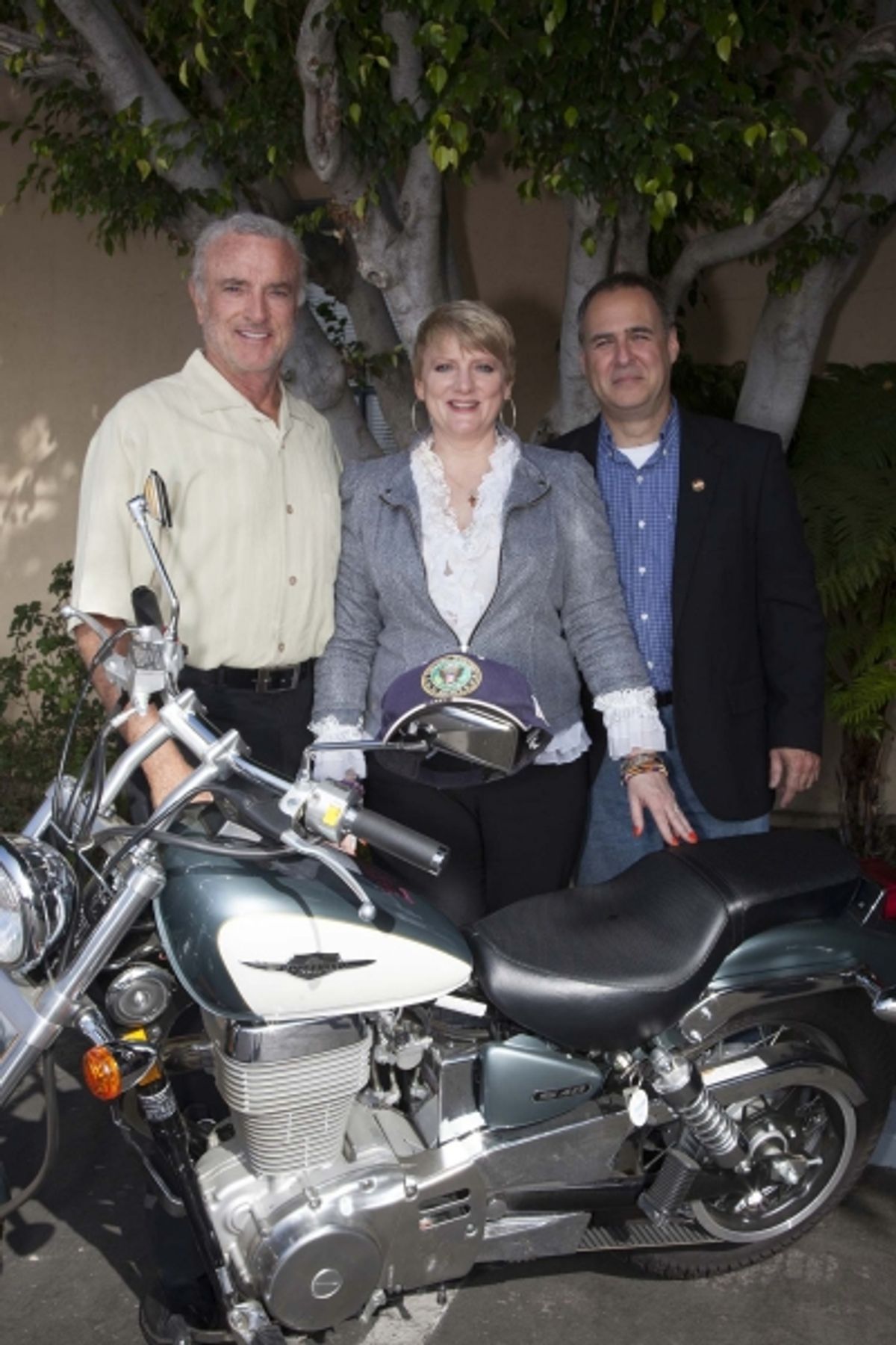 Kevin Dobson (Knotts Landing), Alison Arngrim and Greir Weeks pose with bike before signing begins
 at 