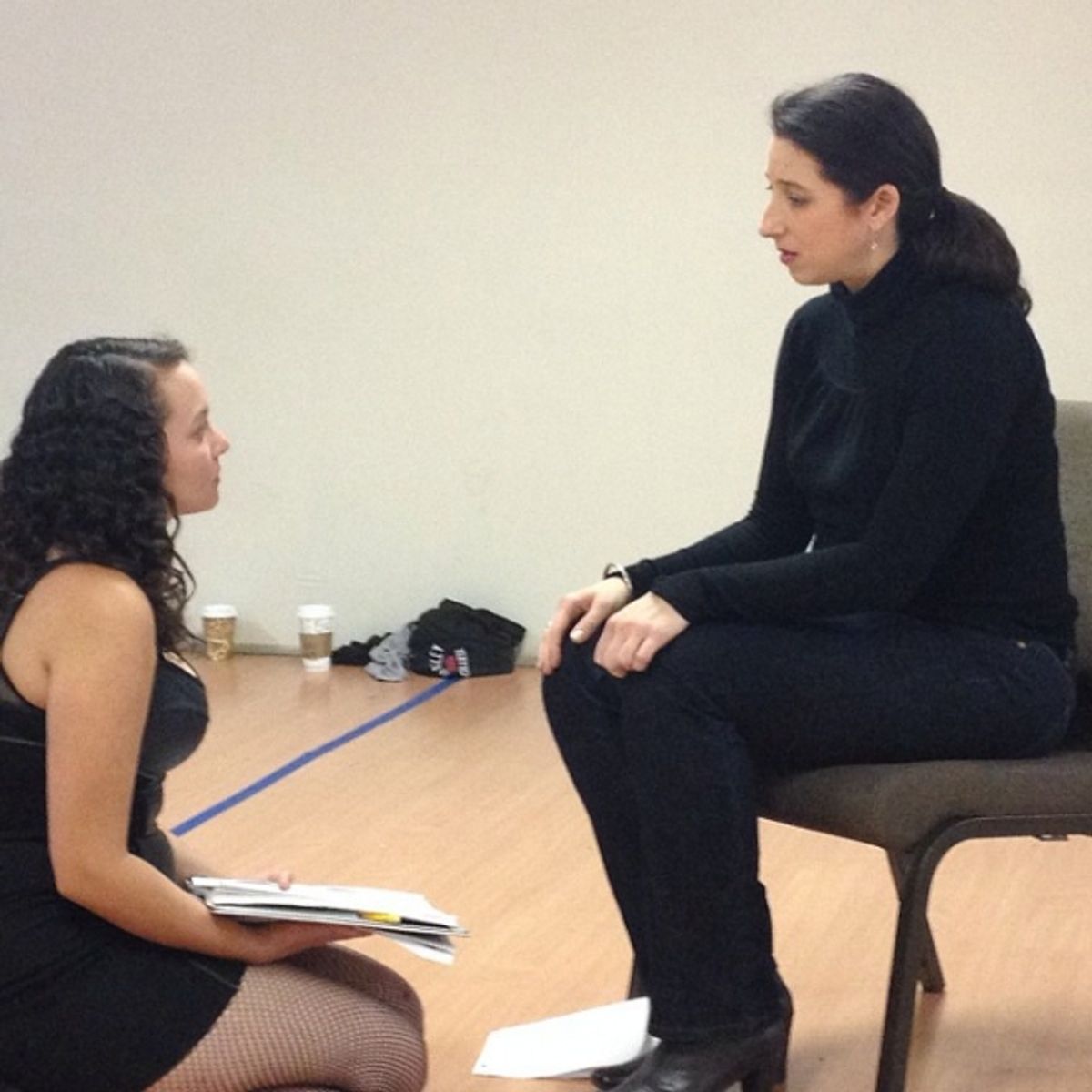 Samantha Mercado-Tudda as The Lap Dancer and Kimberly Faye Greenberg as The French Teacher at 