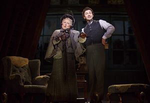 Jane Carr as Miss Shingle and Bryce Pinkham @ BroadwayWorld Jane Carr as Miss Shingle and Bryce Pinkham Photo