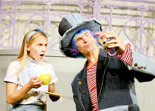 Rachel Forney as Alice and Larry Mahlstedt as Mad Hatter Photo