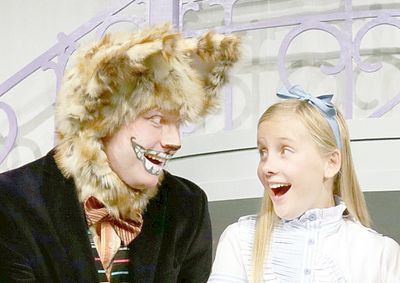 Jay Jacobson as Cheshire Cat and Rachel Forney as Alice Photo