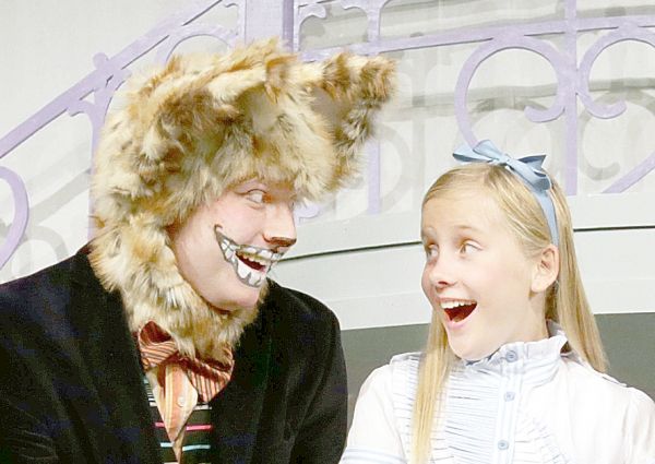 Jay Jacobson as Cheshire Cat and Rachel Forney as Alice Photo