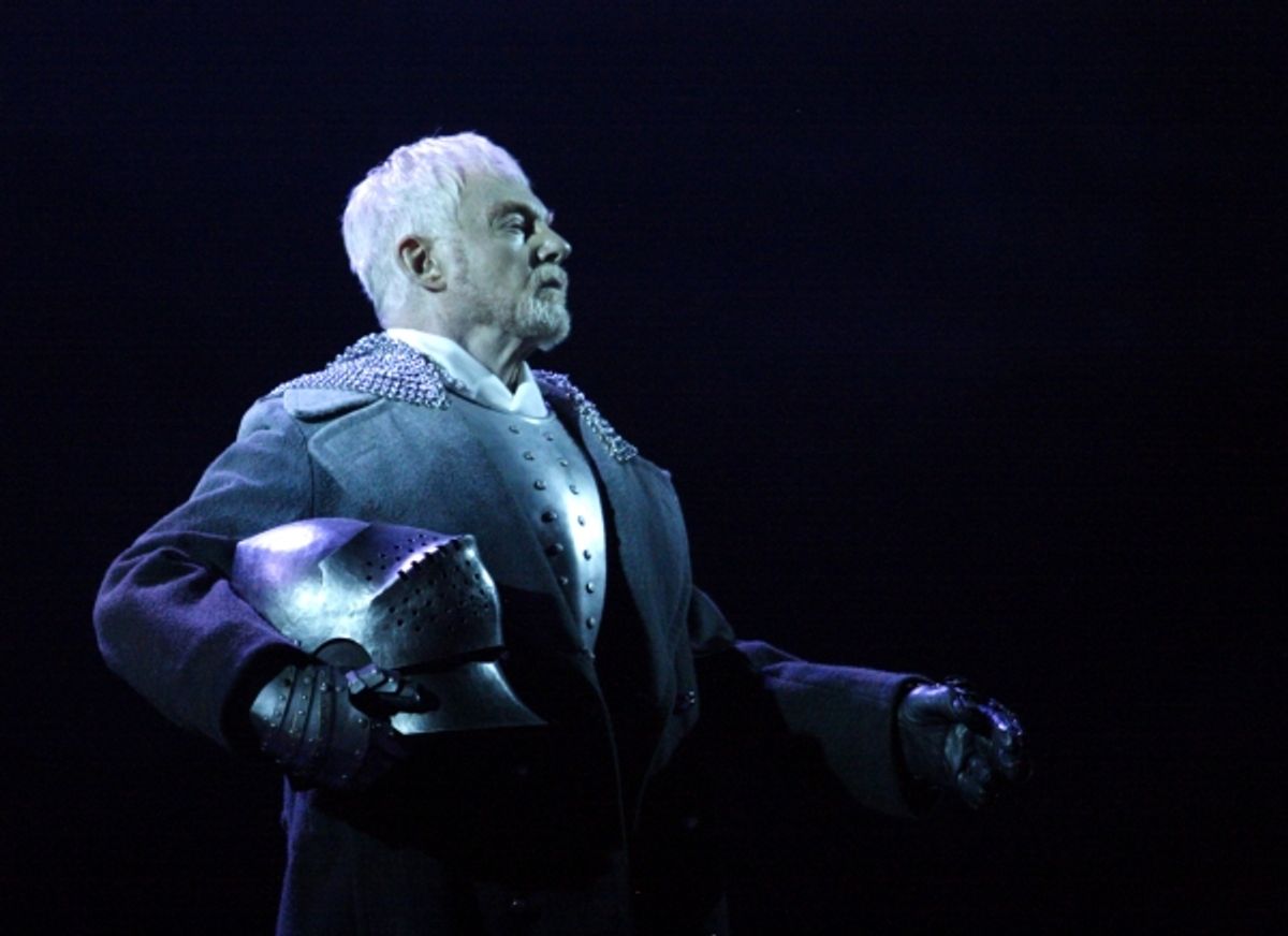 SIR DEREK JACOBI as the Ghost in Hamlet (he played Laertes in the NTÃ¢â‚¬â„¢s opening production of Hamlet in 1963) at 