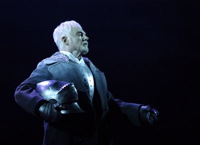 SIR DEREK JACOBI as the Ghost in Hamlet (he played Laertes in the NTÃ¢â‚¬â„® Photo