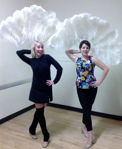 Kelly Sheehan (Judy) & Lindsie VanWinkle (Betty) rehearse ''Sisters''. Photo