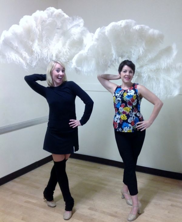 Kelly Sheehan (Judy) & Lindsie VanWinkle (Betty) rehearse ''Sisters''. Photo