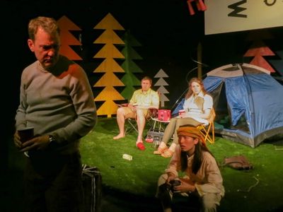 (Foreground, L to R) Scott Anderson (Polish Man) and Pearl Paramadilok (Thai Woman);  Photo