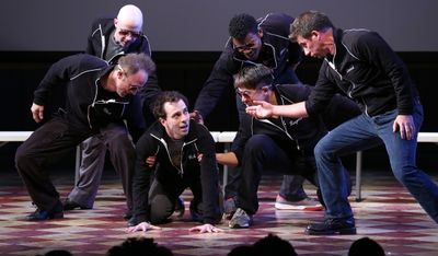 David Josefsberg, Rob McClure and the cast of ''Honeymoon in Vegas''  performing at t Photo