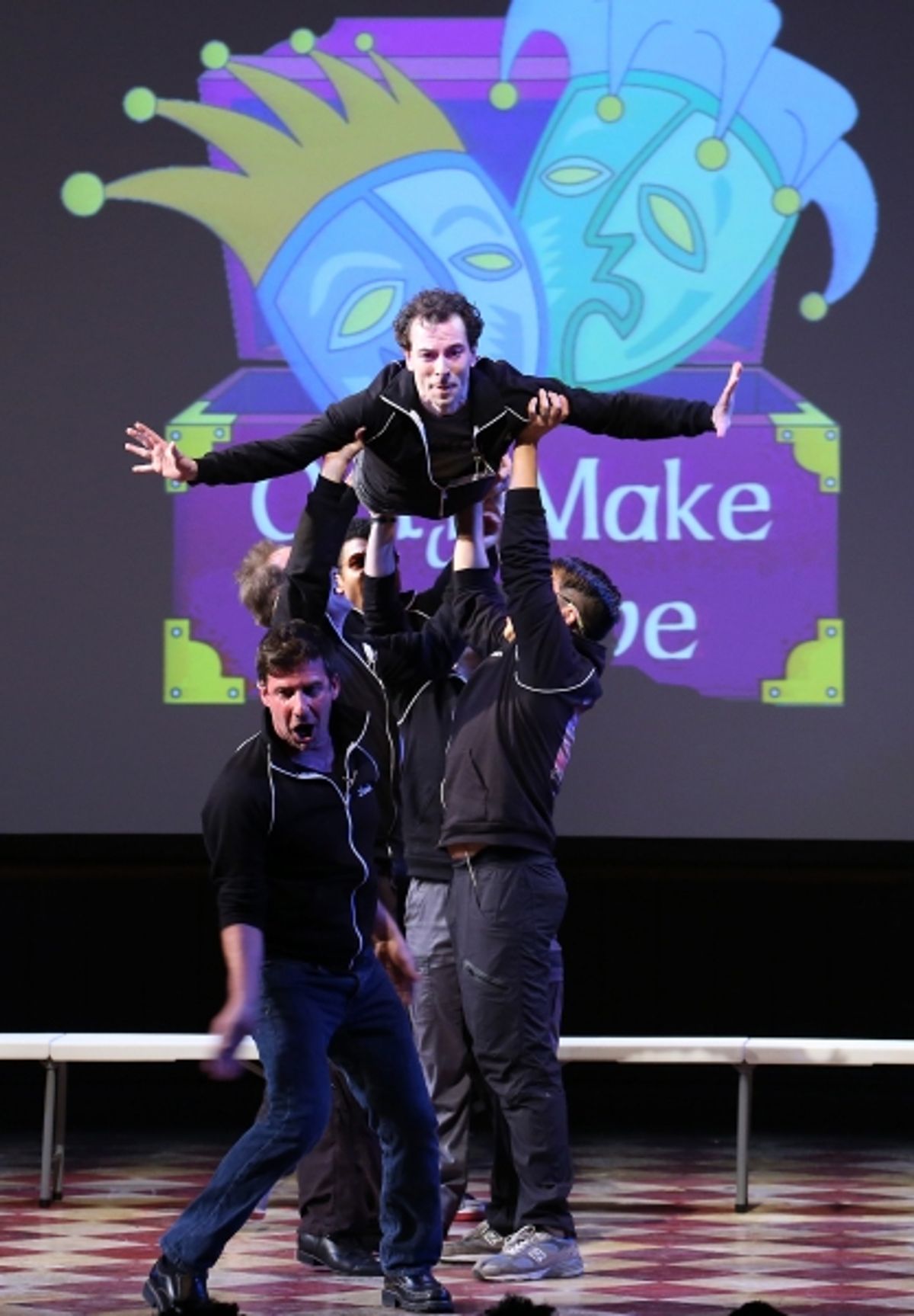 David Josefsberg, Rob McClure and the cast of ''Honeymoon in Vegas''  performing at the 14th Annual ''Only Make Believe'' Gala at the Bernard B. Jacobs Theatre on November 4, 2013  in New York City. at 
