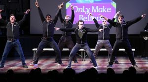 David Josefsberg, Rob McClure and the cast of ''Honeymoon in Vegas'' performing at the 14th Annual ''Only Make Believe'' Gala at the Bernard B. Jacobs Theatre on November 4, 2013 in New York City. @ BroadwayWorld David Josefsberg, Rob McClure and the cast of ''Honeymoon in Vegas'' performing at t Photo