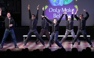 David Josefsberg, Rob McClure and the cast of ''Honeymoon in Vegas'' performing at the 14th Annual ''Only Make Believe'' Gala at the Bernard B. Jacobs Theatre on November 4, 2013 in New York City. @ BroadwayWorld David Josefsberg, Rob McClure and the cast of ''Honeymoon in Vegas'' performing at t Photo