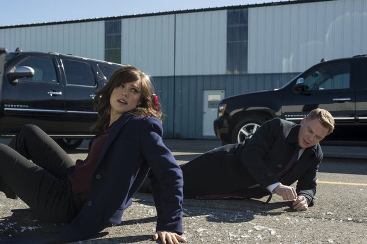 THE BLACKLIST -- ''General Ludd'' Episode 107 -- Pictured: (l-r) Megan Boone as Elizabeth Keen, Diego Klattenhoff as Donald Ressler -- (Photo by: David Giesbrecht/NBC) at 