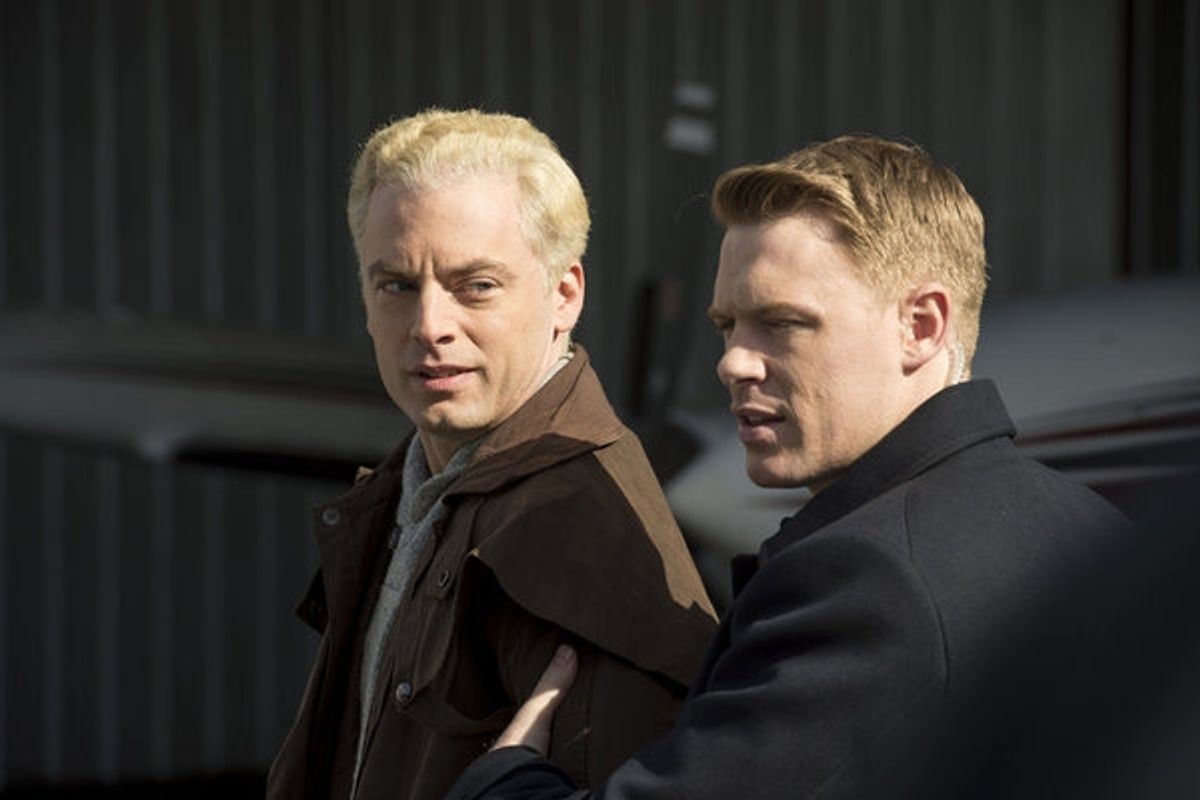 THE BLACKLIST -- ''General Ludd'' Episode 107 -- Pictured: (l-r) Justin Kirk as Nathaniel Wolff, Diego Klattenhoff as Donald Ressler -- (Photo by: David Giesbrecht/NBC) at 