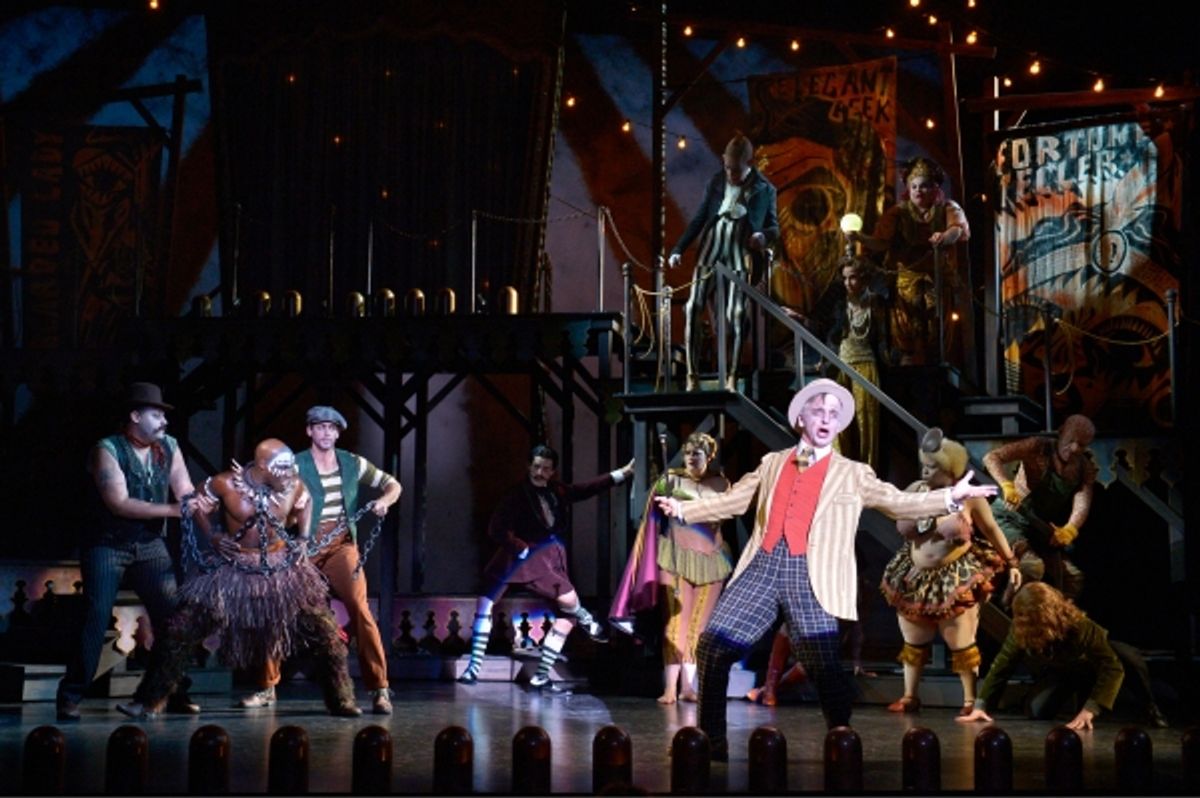 Robert Joy (front) and the cast of La Jolla PlayhouseÃ¢â‚¬â„¢s re-imagined production of SIDE SHOW at 