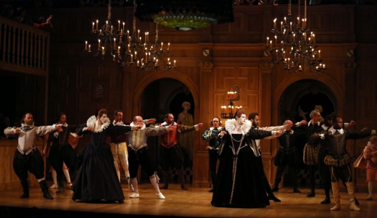 Joseph Timms, Paul Chahidi, Mark Rylance and Samuel Barnett with the cast  at 