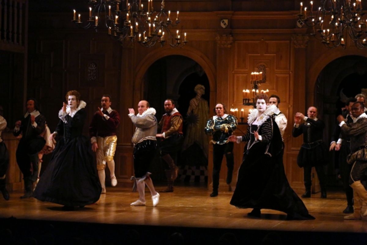 Joseph Timms, Paul Chahidi, Mark Rylance and Samuel Barnett with the cast  at 