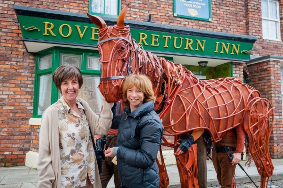Julie Hesmondhalgh and Helen Worth with Joey at 