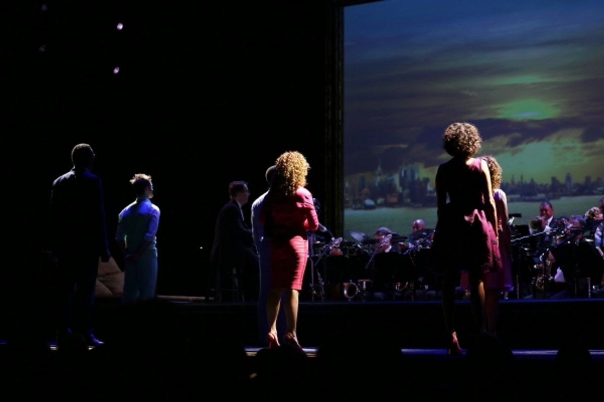 Jeremy Jordan, Norm Lewis, Tyler Hanes, Grasan Kingsberry, Bernadette Peters, Elizabeth Parkinson and Cyrille Aimee with Conductor David Loud  at 