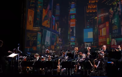 Conductor David Loud and Wynton Marsalis with the Jazz at Lincoln Center Orchestra  Photo