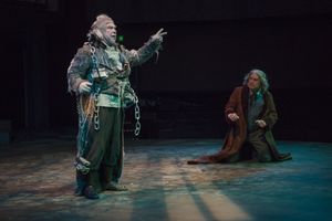 Ron Keaton (Marleyâ€s Ghost) and Larry Adams (Scrooge) @ BroadwayWorld Ron Keaton (Marleyâ€s Ghost) and Larry Adams (Scrooge) Photo