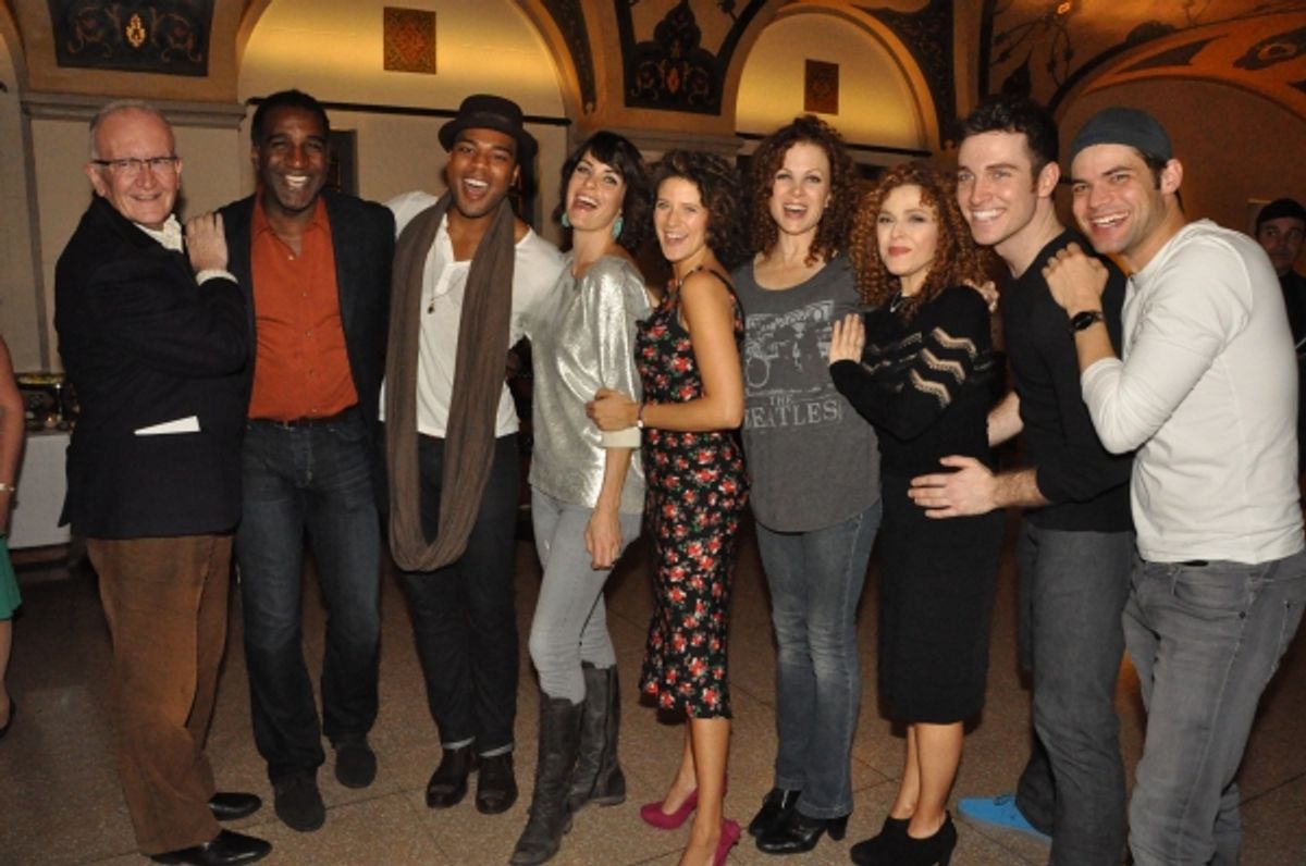 John Doyle, Norm Lewis, Grasan Kingsberry, Meg Gillentine, Cyrille Aimee, Elizabeth Parkinson, Bernadette Peters, Tyler Hanes and Jeremy Jordan at 