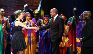Ashley Brown , Michael Eisner and Cast @ BroadwayWorld Ashley Brown , Michael Eisner and Cast Photo