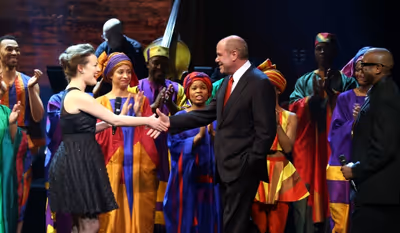 Ashley Brown , Michael Eisner and Cast Photo