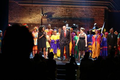 Heather Headley, Michael Eisner, Ashley Brown, Alton Fitzgerald White and Cast  Photo