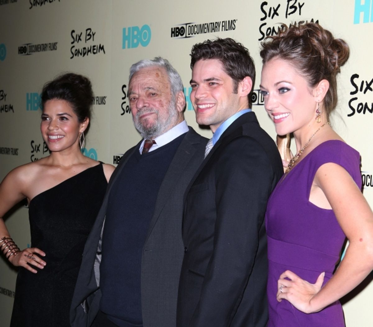 America Ferrera, Stephen Sondheim, Jeremy Jordan and Laura Osnes  at 