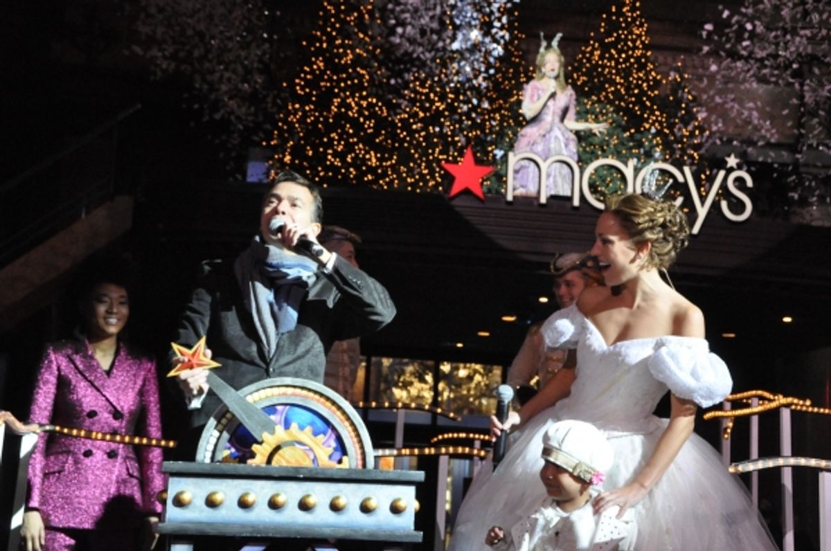 Judith Hill, William Schemerhorn, Rebecca Luker Laura Osnes and Lady throw the switch to open the windows at 