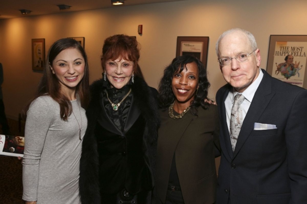 From left, cast member Hannah Vassallo, Glorya Kaufman, Renae Williams Niles, Music Center, and CTG Producing Director Douglas C. Baker pose during the reception for the opening night performance of ''Matthew Bourne''s Sleeping Beauty'' at the Center Thea at 
